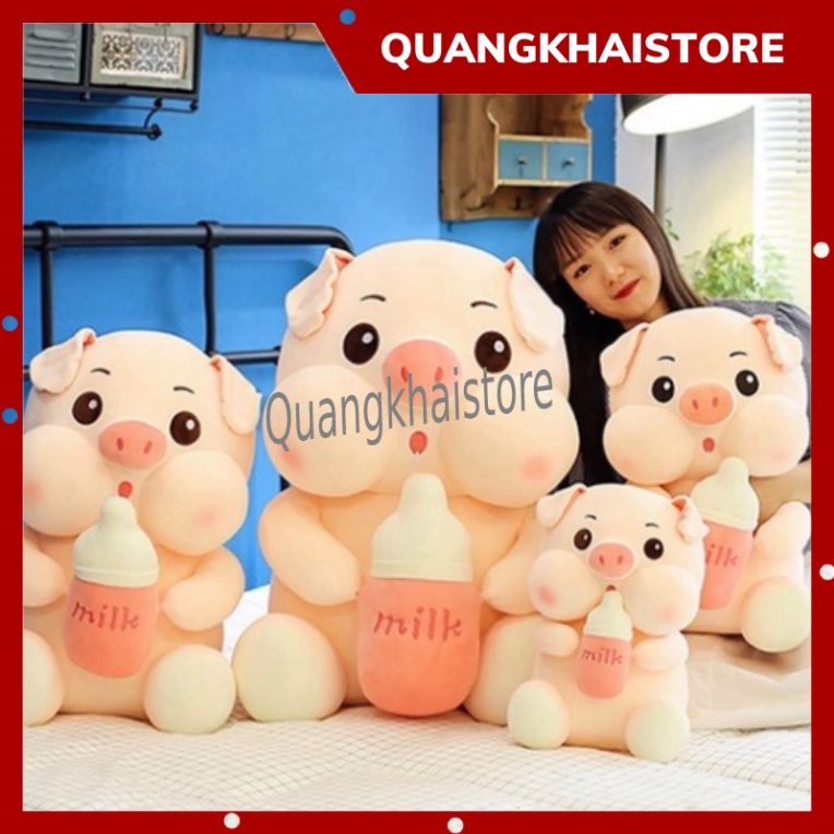 Gấu bông to Heo Lợn ôm bình sữa, Hổ ôm bình sữa , gối ôm hình thú nhồi bông Hổ ôm bình sữa siêu hot