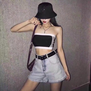 Áo bra quây không dây su đúc kẻ sọc thể thao 8007