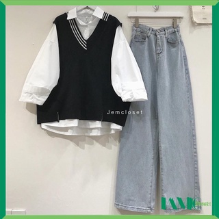 Quần jean nữ dài ống suông lưng cao Wyc - 2570 IAMC.Closet