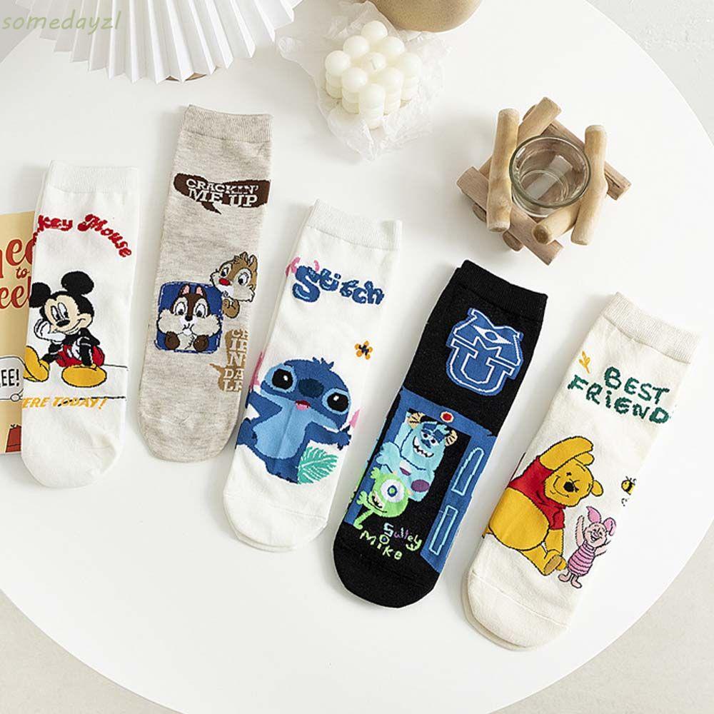 Đôi vớ thể thao thoáng khí in hình chuột Mickey Minnie phong cách Harajuku Hàn Quốc dễ thương cho nữ