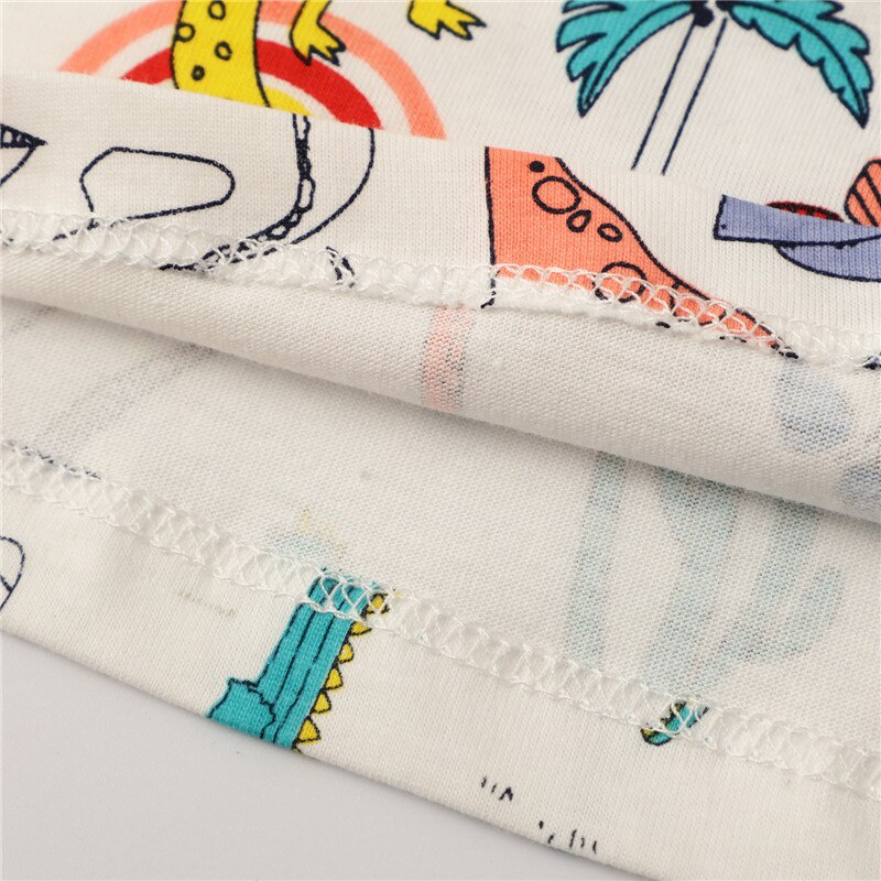 Đầm Dài Đến Đầu Gối 100% Cotton In Họa Tiết Khủng Long Thời Trang Mùa Hè Cho Bé Gái