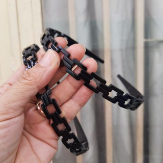 Combo 3 cái Bờm cài tóc vuông đen bóng (bản 1cm)