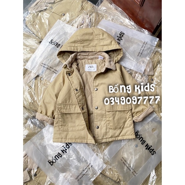 Áo Parka Hoodie Bé Trai Kaki Beige ZR