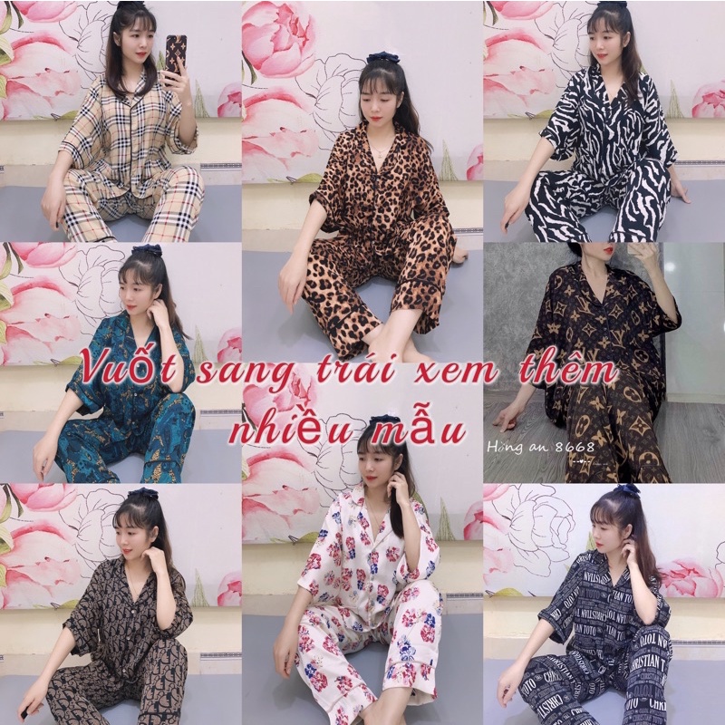 (NHIỀU MẪU)Bộ Mặc Nhà Cánh Dơi Quần Dài💋Pijama Lụa Quần Dài Họa Tiết sang chảnh cao cấp( Chất Mát Mịn ảnh thật)