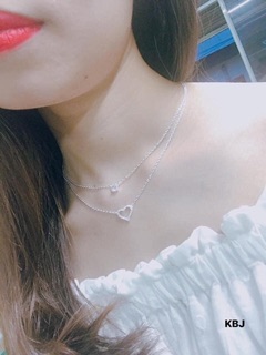 Dây chuyền tim dây đôi bạc ta