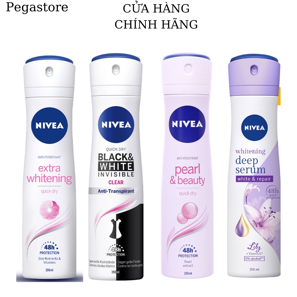 Sịt khử mùi nữ Nivea 150ml - Xịt khử mùi hôi nách nữ Nivea