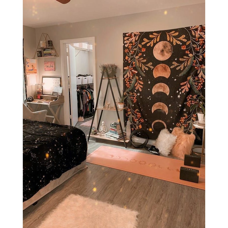 Thảm tapestry decor tường  FLORAL MOON PHASES