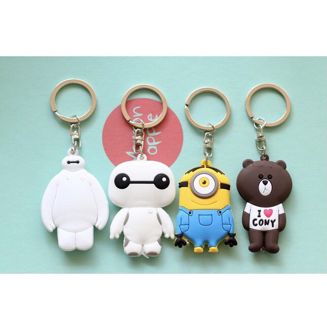 Móc khóa nhựa dẻo 2 mặt hình động vật đáng yêu