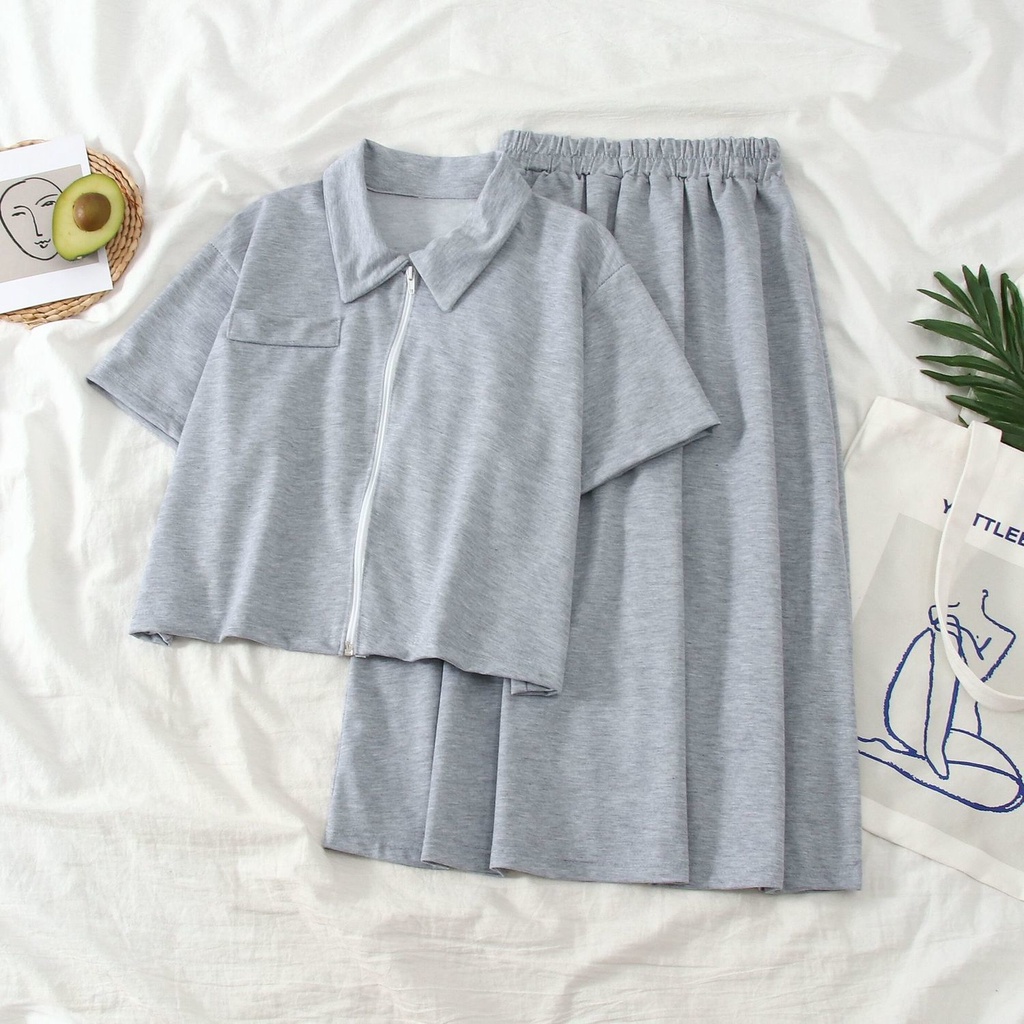 Set Áo Thun Và Chân Váy Dài Thời Trang Dành Cho Nữ