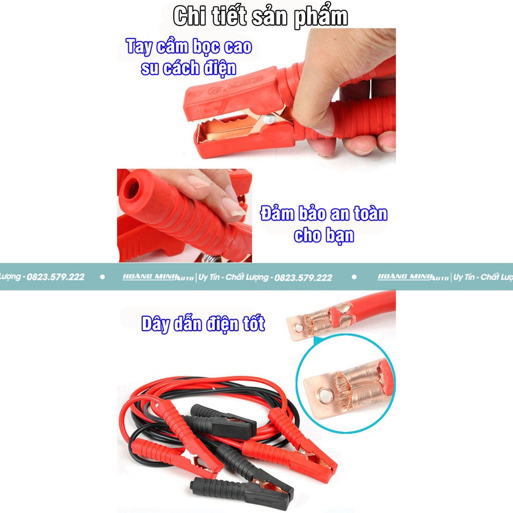 Dây Câu Bình Ắc quy Ô Tô Lõi Đồng Siêu To 2000A Kích Điện Acquy Cứu Hộ Ô Tô, Loại 4 mét