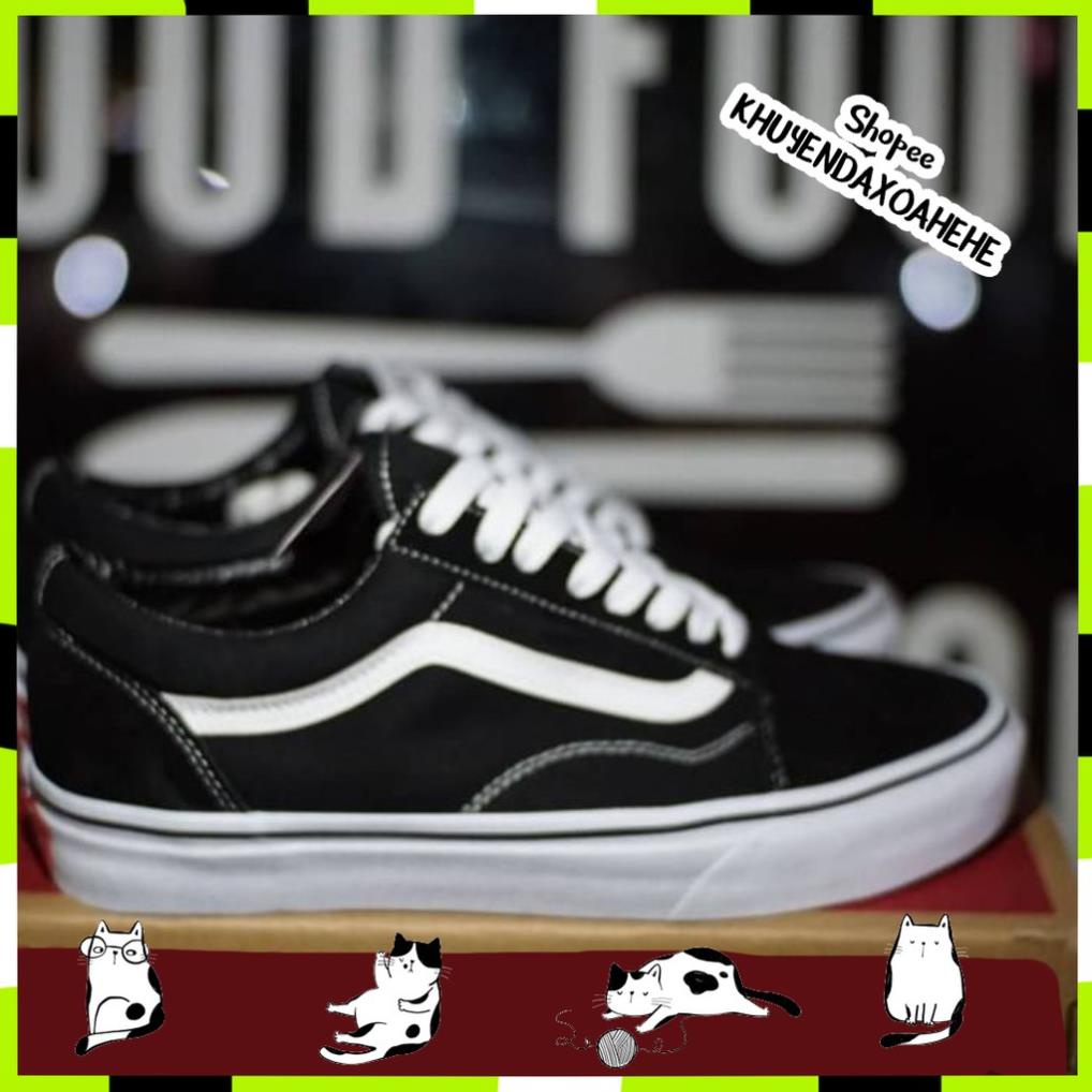 Giày V old skool đen trắng mũi da lộn, giày thể thao nam nữ đen kiểu dáng basic