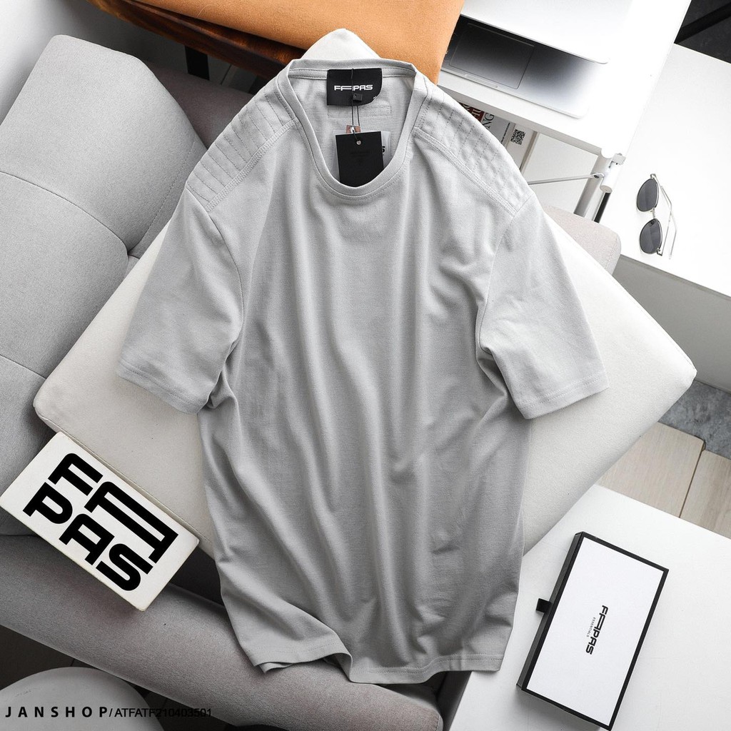 Áo Thun Nam, Áo Phông Nam Cổ Tròn FAPAS, Vải Cotton Co Giãn, Form Slim Fit