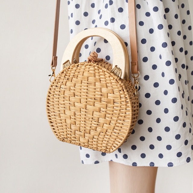 Túi mây du lịch quai gỗ
