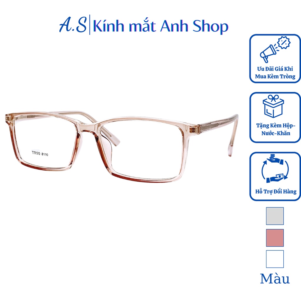 Kính vuông thời trang chất liệu nhựa kết hợp kim loại nam nữ đều dùng được bền và đẹp 8110