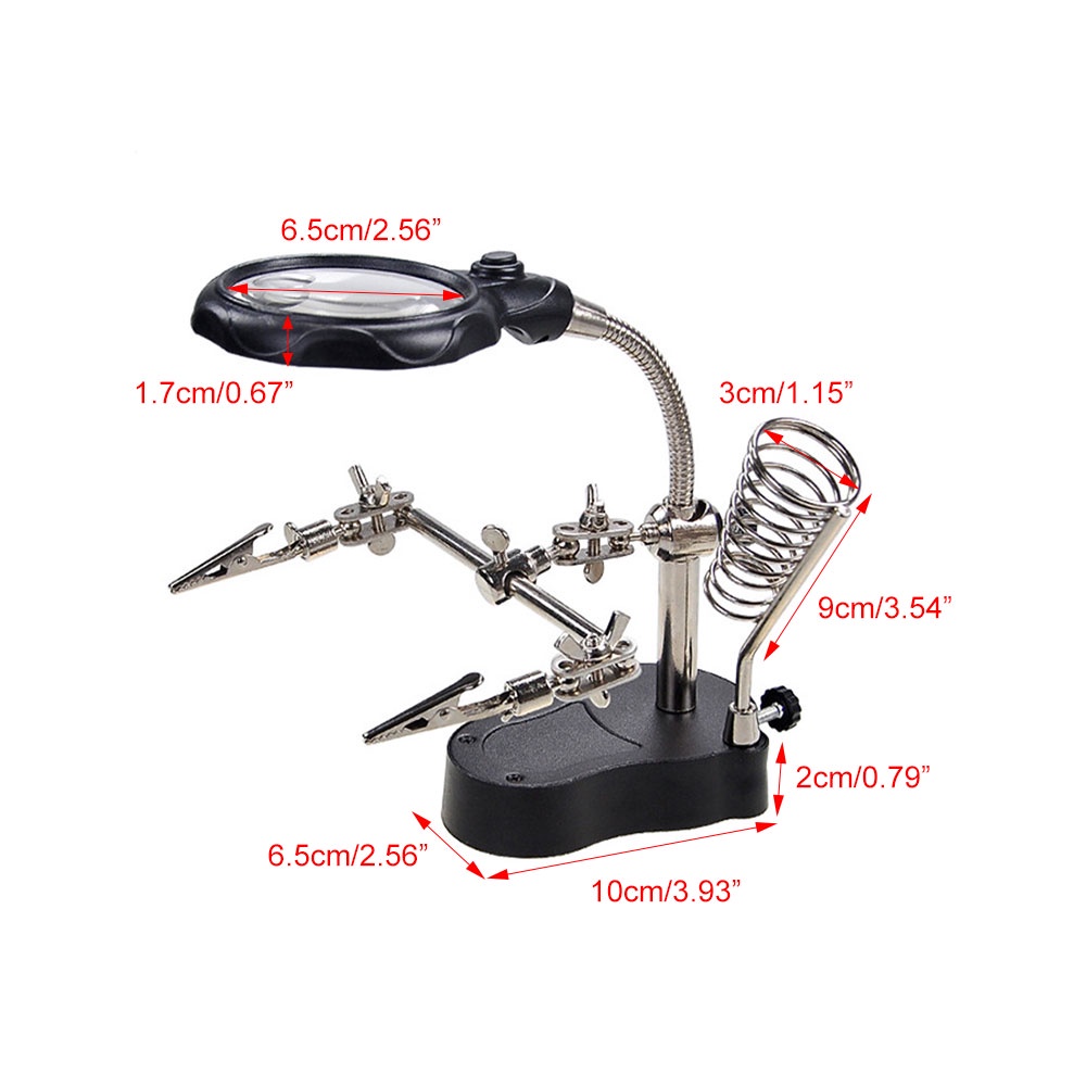 Dụng cụ kẹp kính lúp ZIQQUCU phóng đại 360 độ hỗ trợ sửa chữa DIY° kính lúp 2.5-5X có đèn LED chất lượng cao