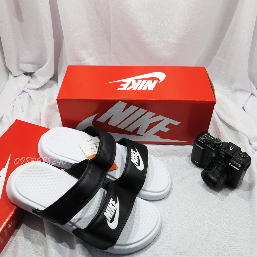 [Hộp Nike] Dép Nk Nike hai quai ngang nam nữ đầy đủ tem, mác, lót dày, tem size in nhiệt trong lót, hộp hãng Nk theo dép