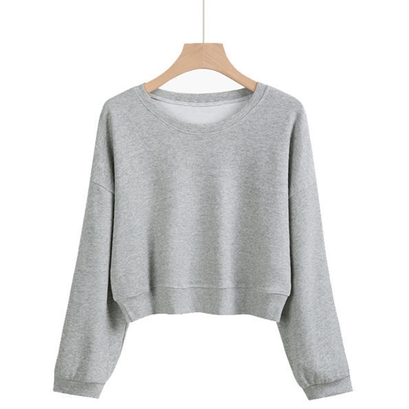 Áo sweater IELGY tay dài cổ tròn màu trơn phong cách Hàn Quốc thời trang cho nữ