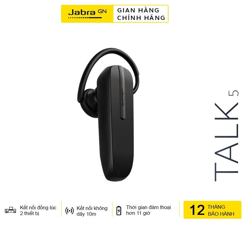 Tai Nghe Không Dây, Bluetooth Đàm Thoại Jabra Talk 5 - Hàng Chính Hãng