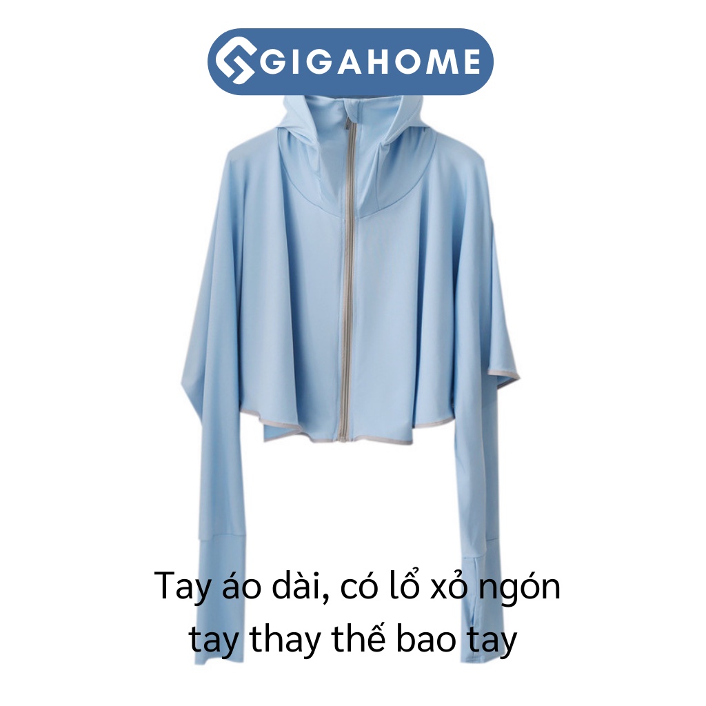 Áo Khoác Nữ Chống Nắng Tia UV tay Dài Có Mỹ Trùm Đầu Dáng Xòe Croptop GIGAHOME 9332