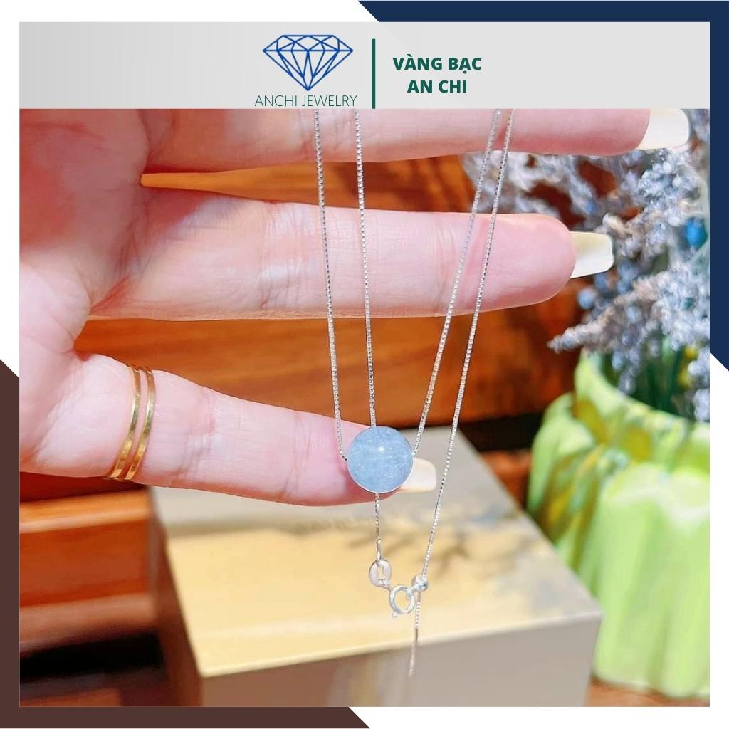 Dây chuyền bạc xuyên tâm xỏ hạt trai 8mm màu trắng ánh hồng, size 0,6mm và 1mm, Anchi jewelry