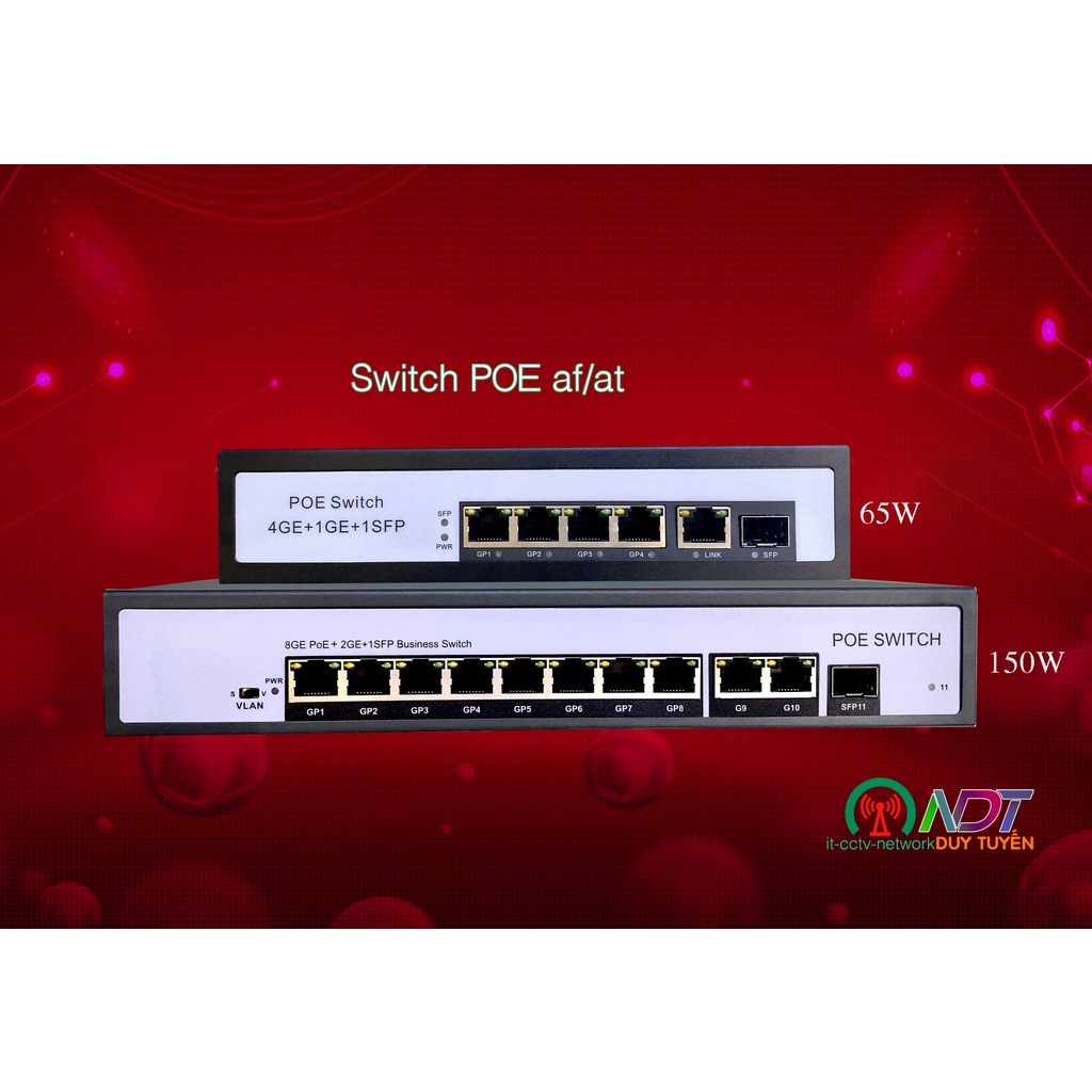 ✅ Switch Chia Lan Cấp POE AT Gigabit 8 port 150W - 4 port 65W -1000mb POE AF/AT cấp poe wifi  , camera