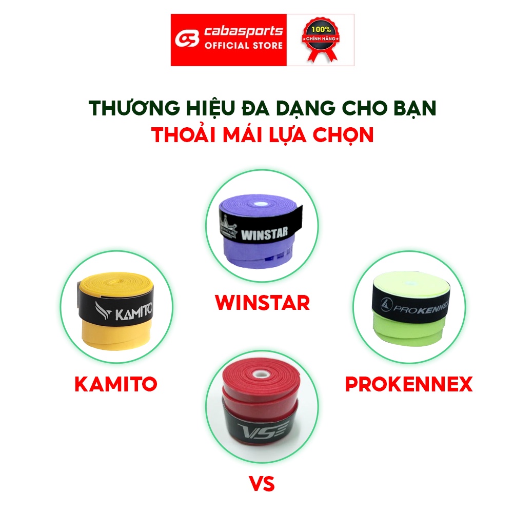 Quấn cán vợt cầu lông Winstar, VS, Kamito chính hãng, cuốn cán vợt cầu lông tennis giá rẻ chất lượng