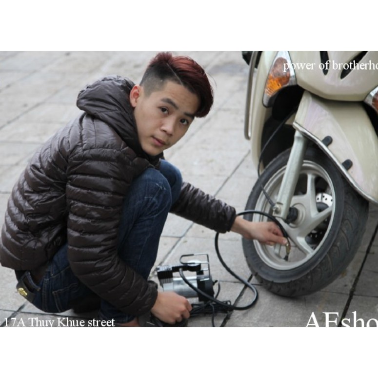 bơm ô tô, xe máy, xe đạp dùng điện 12V theo xe cao cấp thân hợp kim nhôm