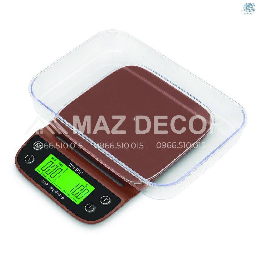 [Chính hãng giá sỉ] Cân điện tử tiểu ly độ chính xác cao trừ bì chuyên đong cà phê, làm bánh 3kg/0,1gam giá rẻ WH-B25
