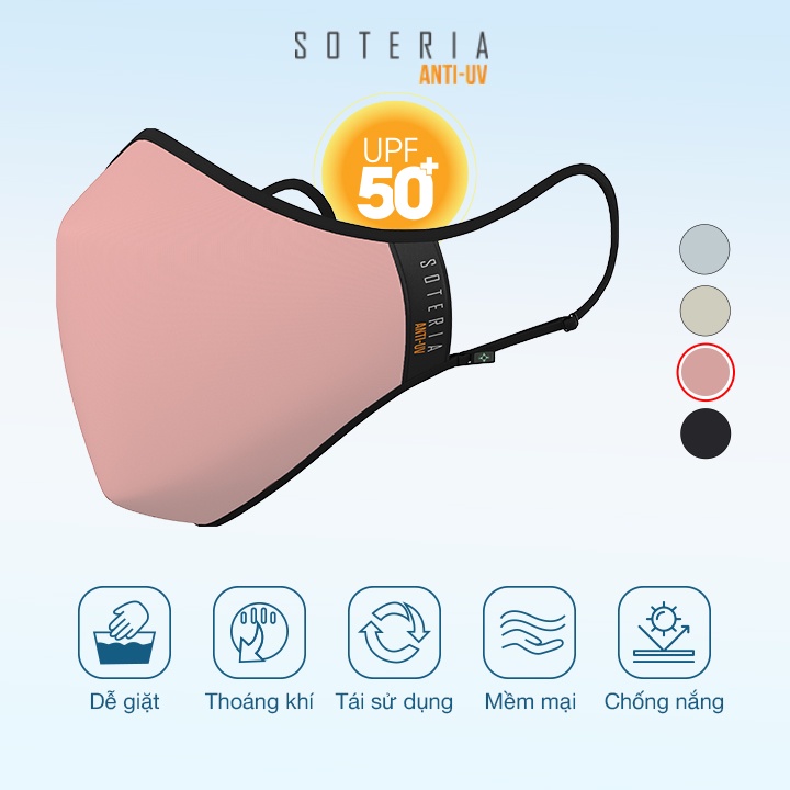 Khẩu trang chống nắng Anti UV Soteria Flamingo đạt chuẩn UPF 50+, chống khuẩn chống bụi siêu mịn 0.1 micro - Size S,M,L