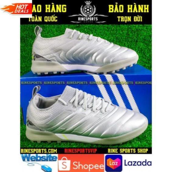 (HÀNG THAILAND) GIÀY BÓNG ĐÁ SÂN CỎ NHÂN TẠO 𝗔𝗱𝗶𝗱𝗮𝘀 Copa 19.1 bảng Pro cổ thun màu bạc $ $ $ . .
