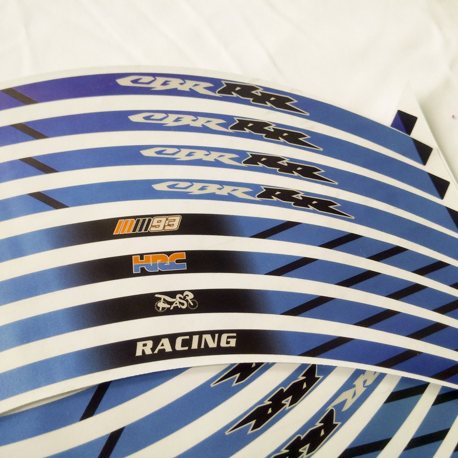 Bộ Decal Dán Vành Xe Máy CBR RACING Màu Xanh - FL04