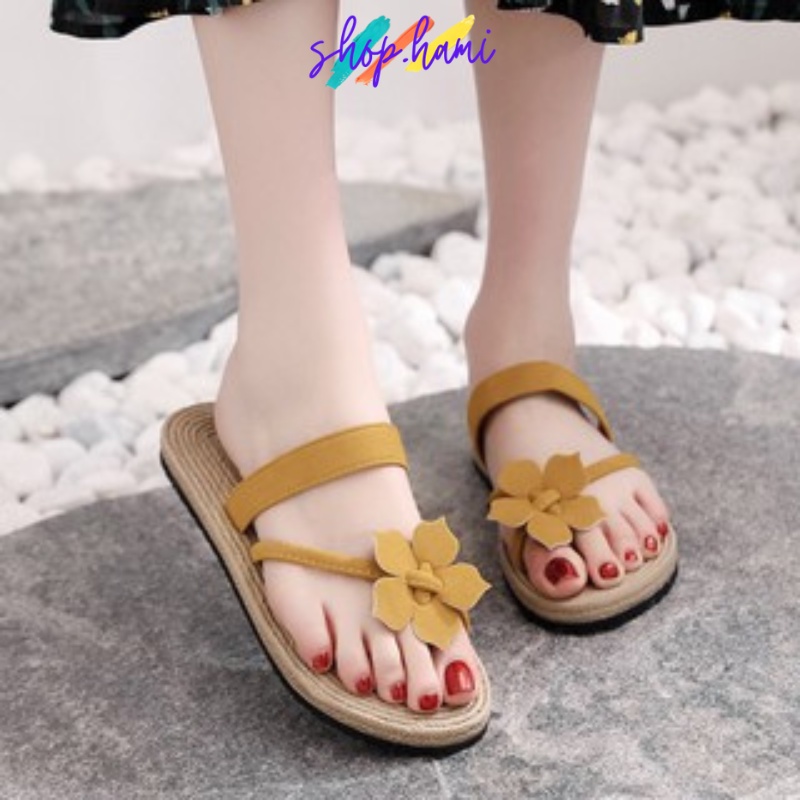 Dép Xỏ Ngón Hoa Cúc Nữ Giả Cói Mềm Mại, Chống Trơn Trượt, Với Nhiều Màu Xinh Tươi Có Đủ Size 36-40 SHOP HAMI D09