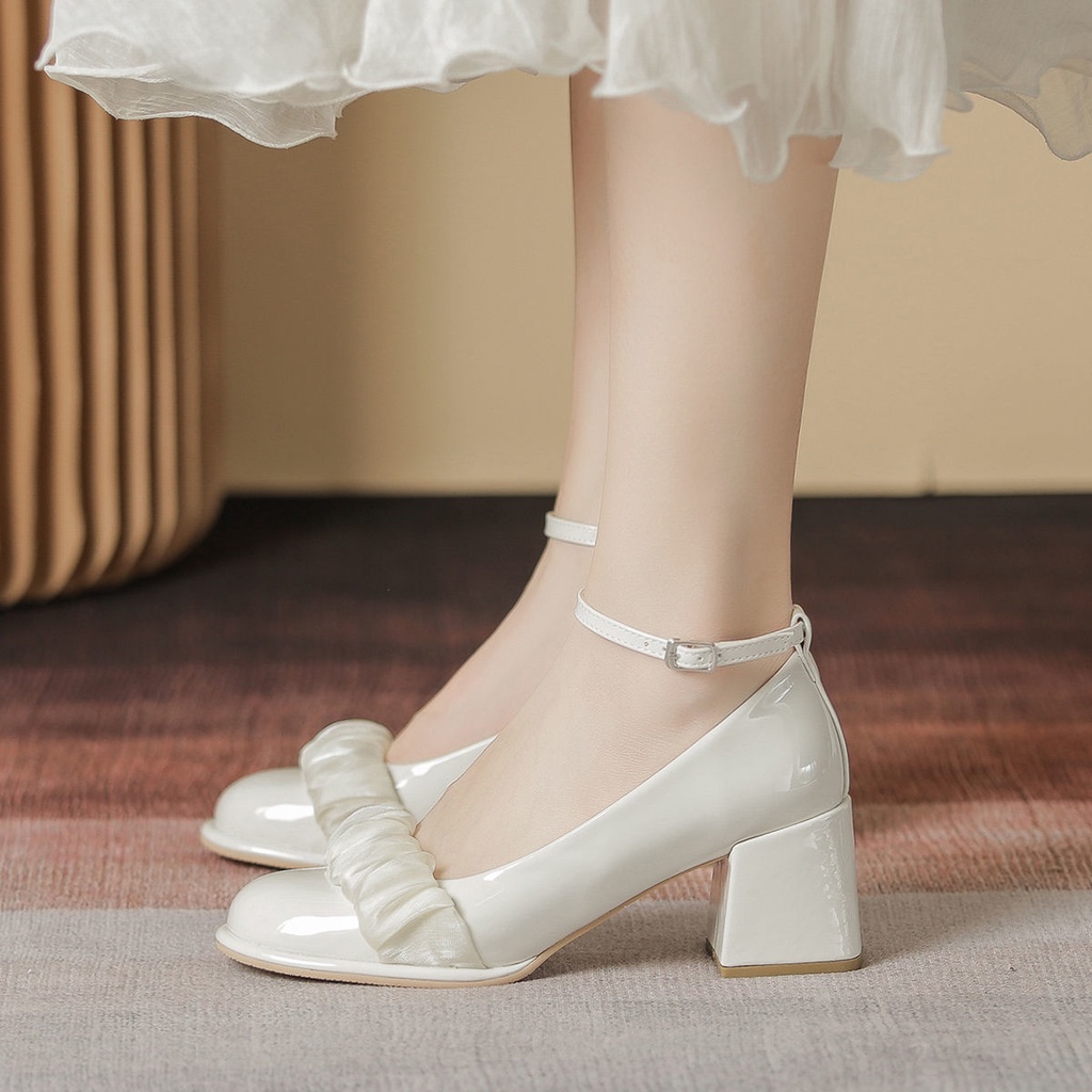 Giày Cao Gót Da Đế Dày Thanh Lịch Hợp Thời Trang Cho Nữ