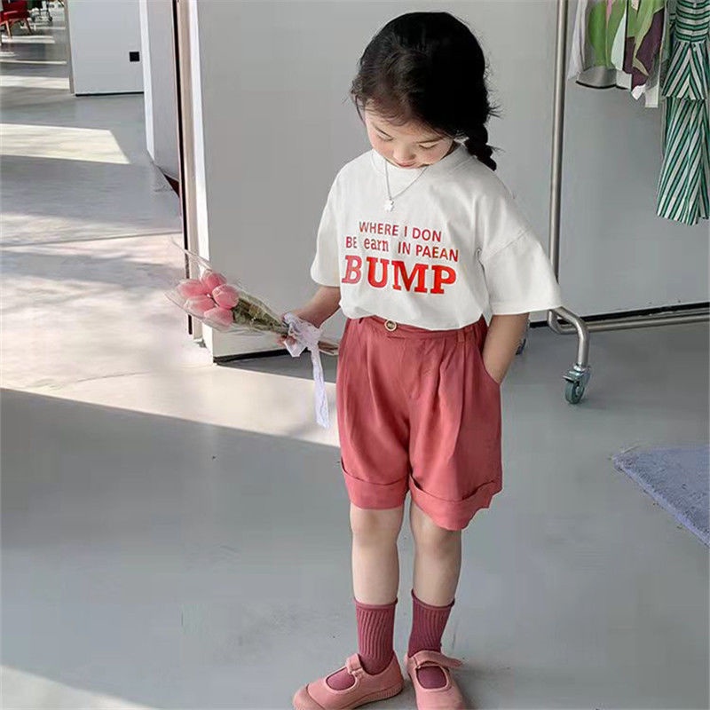 Áo Thun Tay Ngắn Cổ Tròn Phong Cách Hàn Quốc Thời Trang Cho Bé Gái