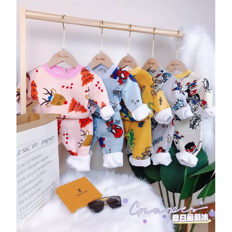 Bộ nỉ lót lông chui cho bé