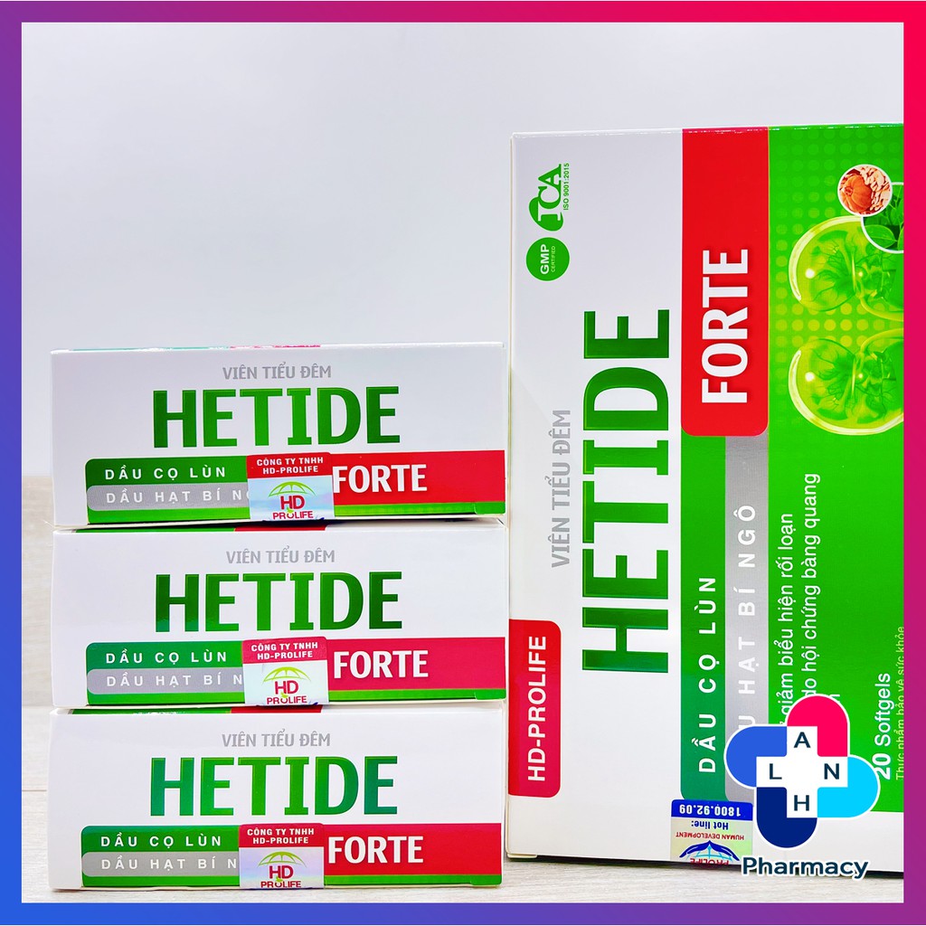 Viên tiểu đêm HETIDE FORTE  - Giảm hội chứng bàng quang kích thích, dùng cho người tiểu đêm, tiểu nhiều lần.