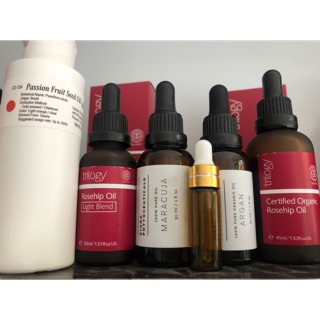 Dùng thử các loại dầu dưỡng da: dầu tầm xuân(trilogy oil), dầu chanh leo(kiara maracuja oil);dầu argan kiara, xương rồng