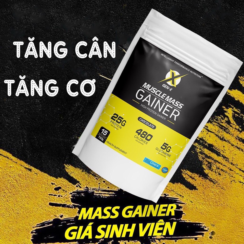 Tặng Shaker - COMBO 2 túi Sữa Tăng Cân Tăng Cơ - Muscle Mass Gainer Gen-X