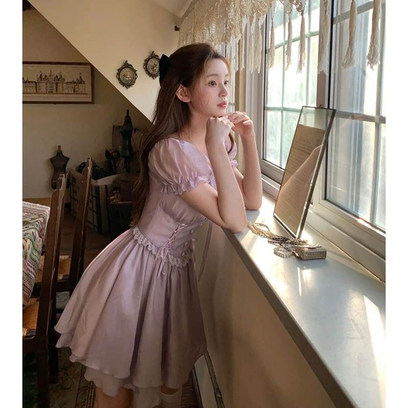Summer women's wear 2022 new French advanced temperament small chic beautiful purple skinny dress skirt