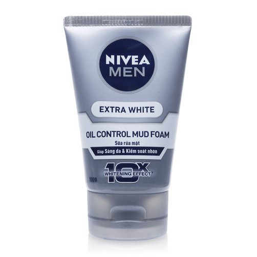 sữa rửa mặt NIVEA MEN EXTRA WHITE OIL CONTROL MUD FOAM 100G