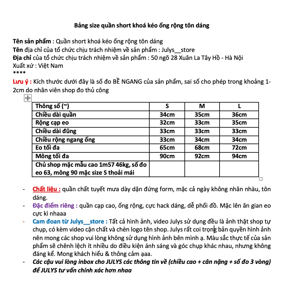 Quần short khoá kéo 3 màu