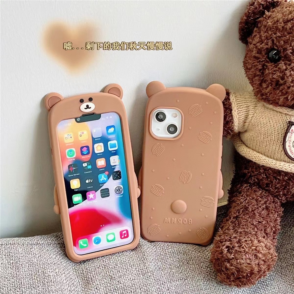 Ốp Điện Thoại Mềm In Hình Gấu Hoạt Hình Có Dây Đeo Chống Rơi Vỡ Cho iPhone 14 13 12PRO max 11pro max