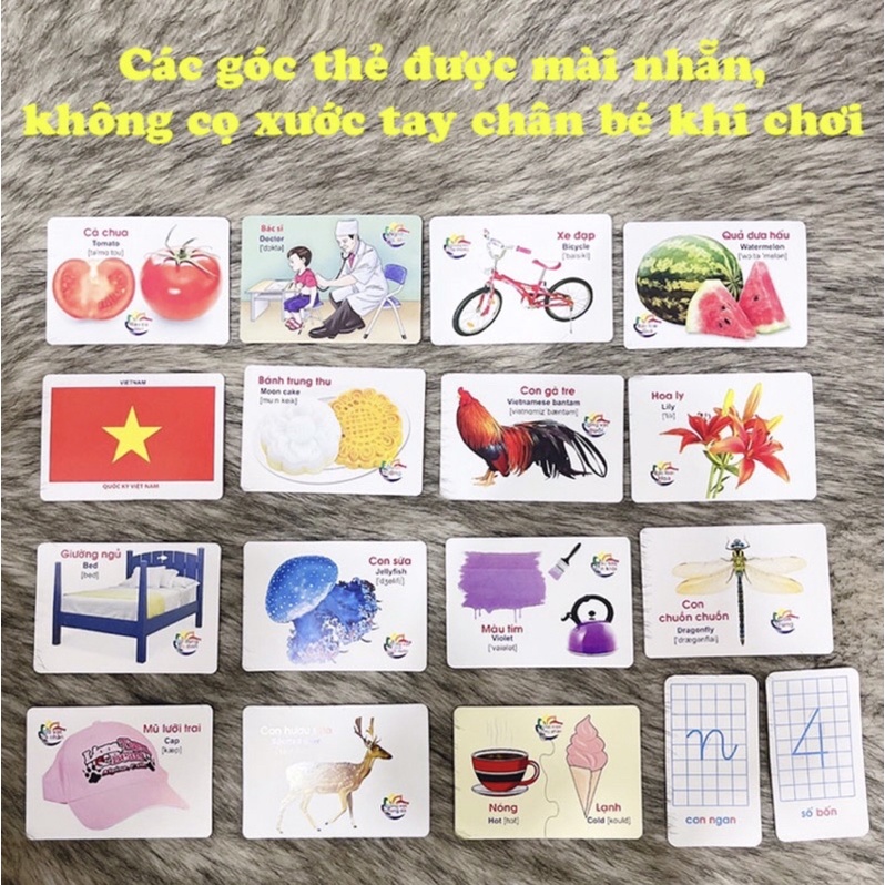 Bộ thẻ học thông minh 16, 18 chủ đề song ngữ Việt-Anh cho bé - TiNa’s House
