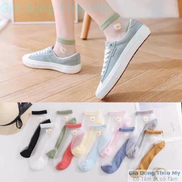 Tất Lưới Ren Hoa Cúc Thoáng Mát Dễ Thương Hot Trend -Set 10 đôi