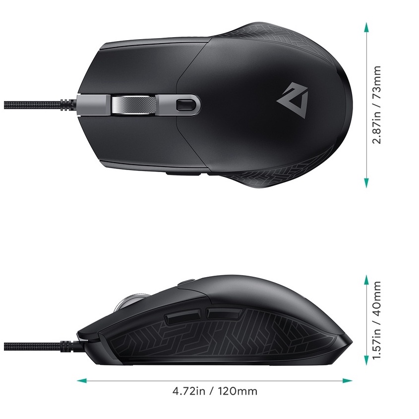 Chuột máy tính dây AUKEY GM-F3 chuột Game Silent-giảm ồn ,6 Nút lập trình, chuột máy tính RGB 7200 DPI Cho PC Laptop