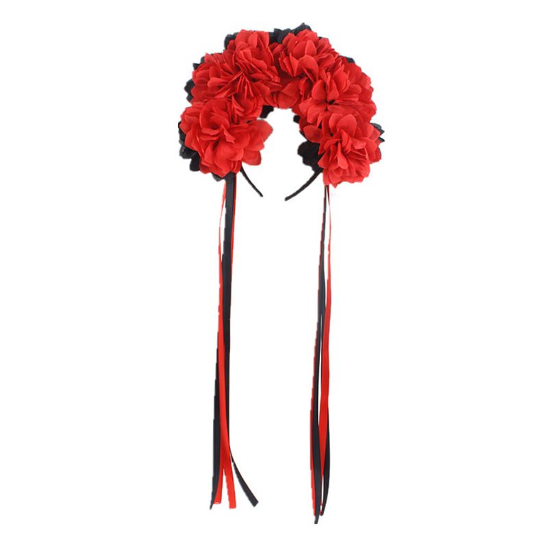 Flgo Băng Đô Ruy Băng Đính Hoa Giả Nhiều Màu Sắc Tương Phản Hóa Trang Ngày Halloween