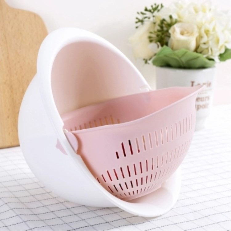 Rổ Rửa Rau Củ Quả Hai Lớp Bằng Nhựa Đa Năng