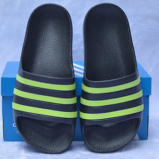 Dép trẻ em Adidas Adilette Aqua Kid màu đen sọc xanh lá