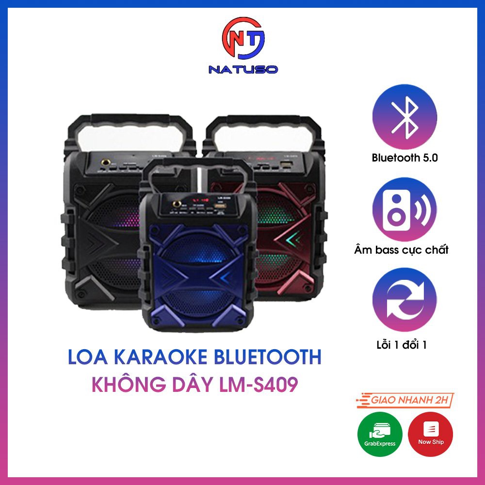 Loa karaoke bluetooth không dây LM-S409 cao cấp có led nháy siêu đẹp, âm thanh cực hay