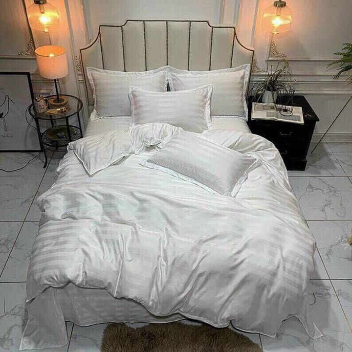 BỘ CHĂN GA GỐI KẺ 3F CAO CÂP TIÊU CHUẢN KHÁCH SẠN 5*
